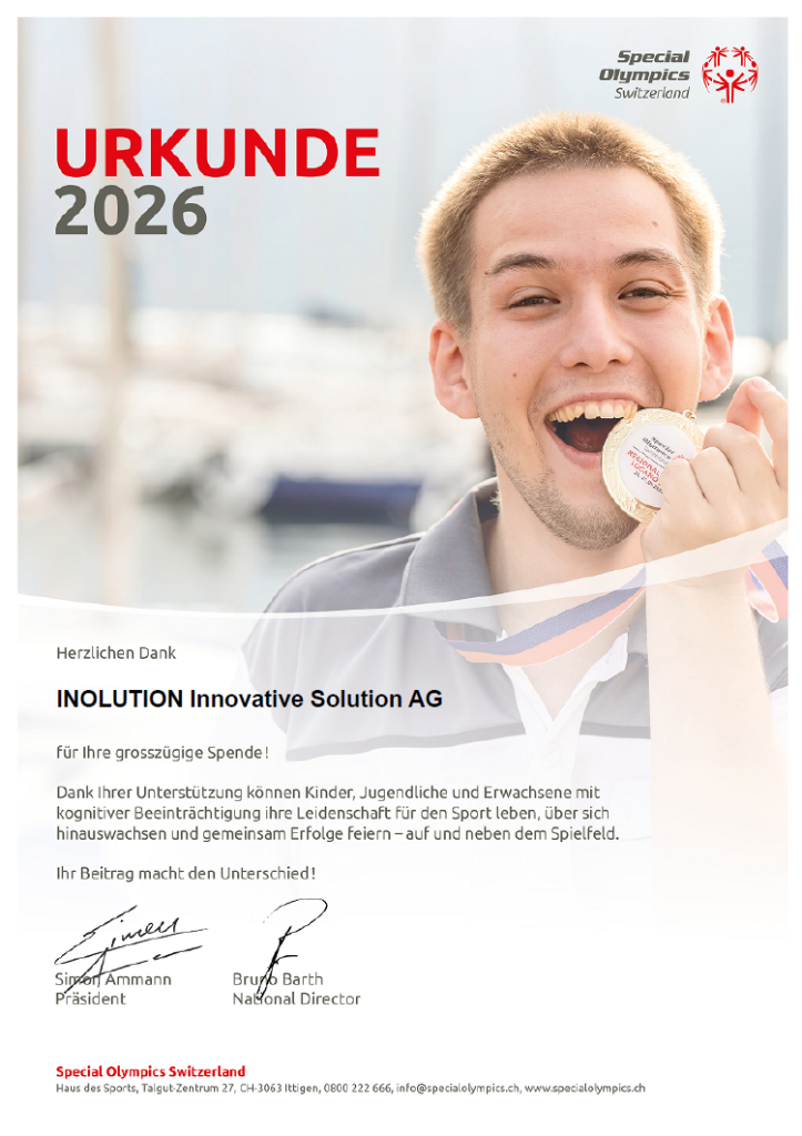 Urkunde Special Olympics Switzerland